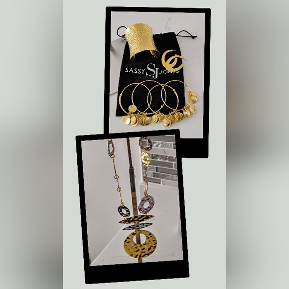 Sassy Jones Jewelry - NEW Sassy Jones Set - Necklace, Hoops, Cuff, Bangles (X4)